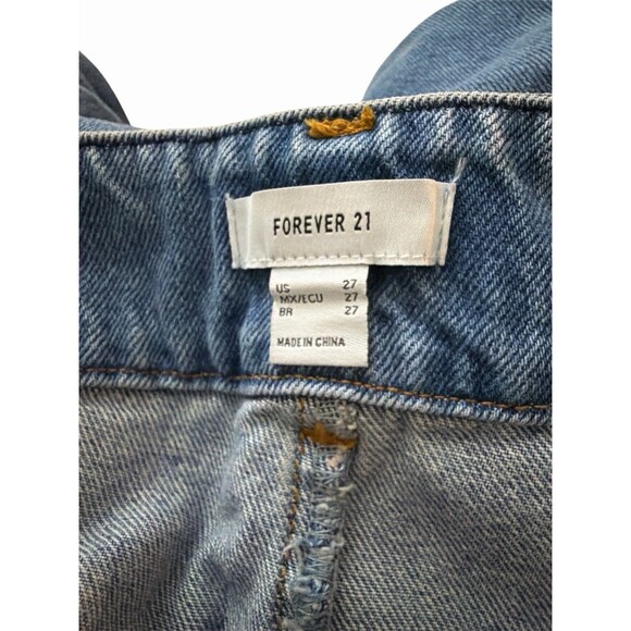 Forever 21 Women’s High Waist Mom Jeans Size 27 Blue Denim Pleated Buckle Detail - Picture 4 of 7